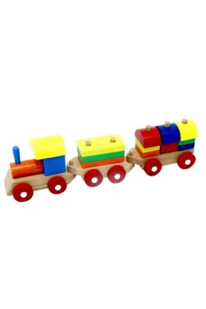 Toy Oyuncak Okul Öncesi Wooden Toy Train Puzzle Geometric Shaped Colorful Grasping Toy