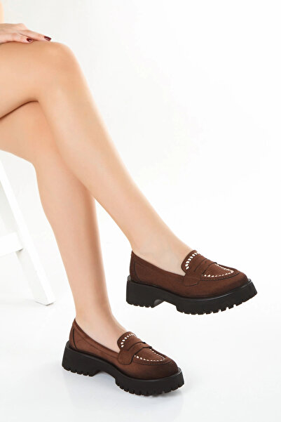 MFT AYAKKABI Удобни дамски мокасини с мотиви в кафяво