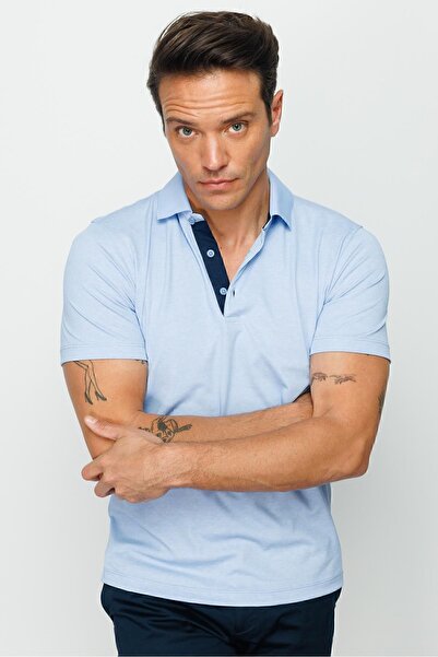 Desen Triko Ανδρικό μπλουζάκι με μινιμαλιστικό σχέδιο με λαιμόκοψη πόλο - κοντό μανίκι - άνετο