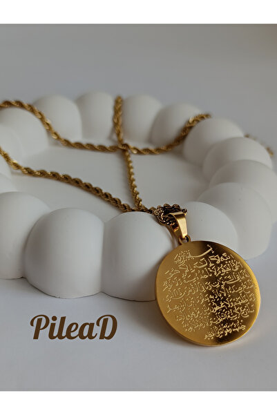 PileaD AYETEL KÜRSİ 316L ÇELİK KOLYE (2 YIL İTHALATÇI GARANTİLİ) (Yazı Yazıla...