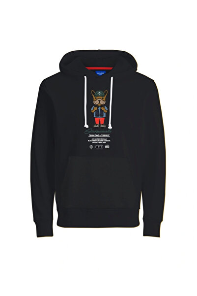Jack & Jones Kapüşon Yaka Siyah Erkek Sweatshırt 12176722_JORDENIMDOG SWEAT HOOD