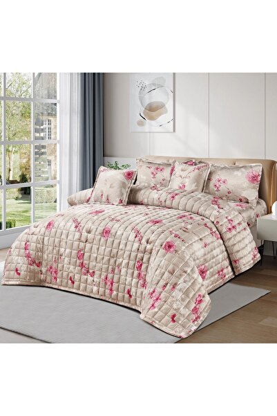 Red Rose Plain velvet winter compressed bedspread, 4 pieces, size 160 x 220 cm