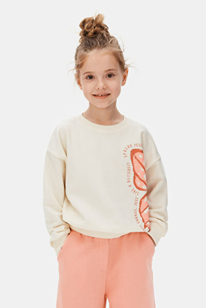 nk kids سويت شيرت تشانس للفتيات كريمي 4-8 سنوات 39506