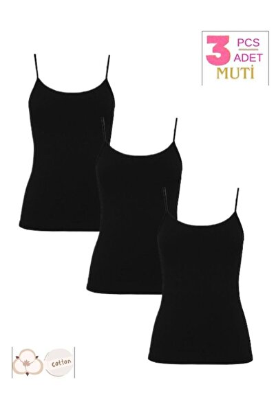 Muti Women's 3-Piece Economical Pack 1205 Thin Strap Basic Cotton Undershirt Set