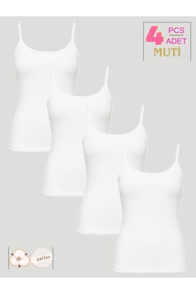 Muti Women's 4-Piece Economical Pack 1205 Thin Strap Basic Cotton Undershirt Set