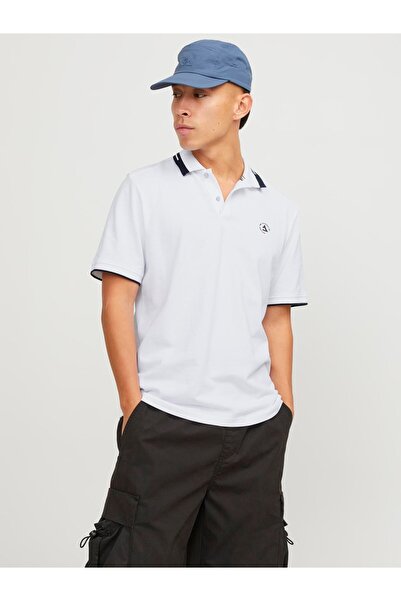 Jack & Jones Jcohass Логотип Поло Ss Ln Чоловіча футболка 12252395 Біла
