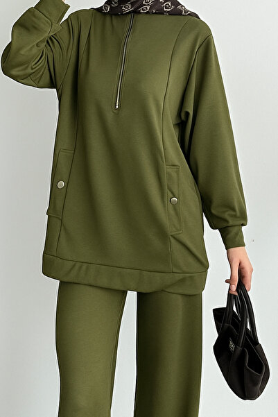 adba style Γυναικείο Modal Combed Cotton Oversize Μεταλλικό Φερμουάρ Hijab Σετ 4029