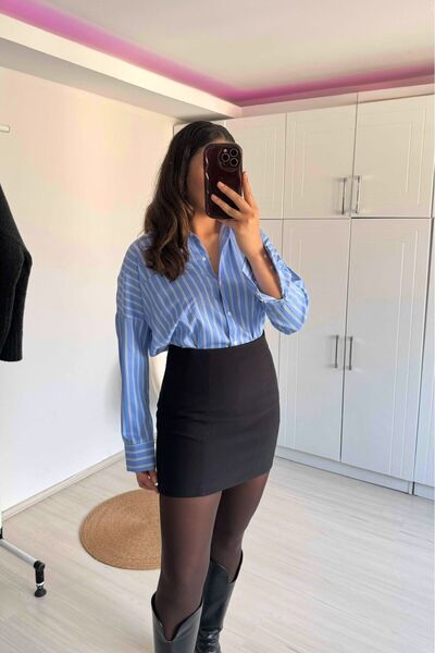 Güneş High Waist Basic Mini Skirt – Black