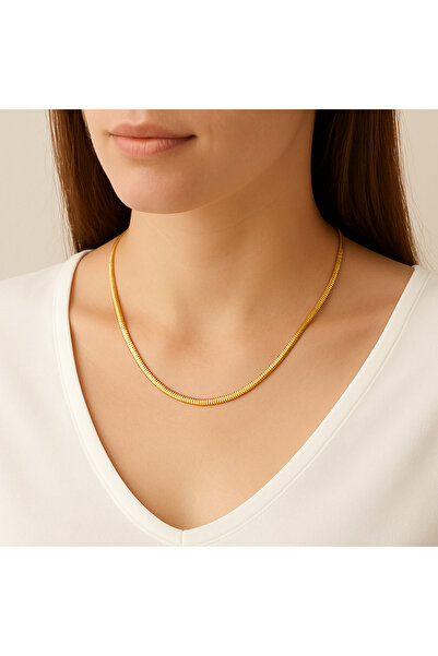 Siset Gümüş 925 Ayar Sarı Altın Kaplama 2,5 mm Balık Sırtı Ezme İtalyan Gümüş...