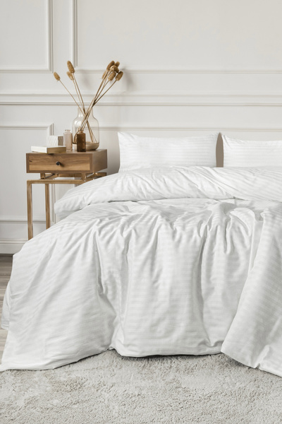 BESTİNA GOLD طقم غطاء لحاف مزدوج من الساتان القطني مع ملاءات غير مطاطية ******