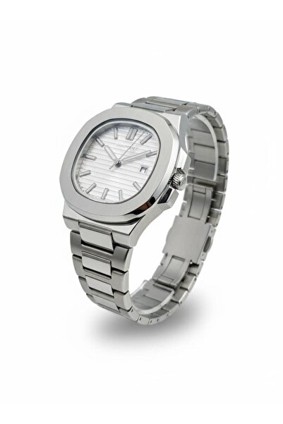 Store Patek Model Silver White Calendar Men's Steel Watch