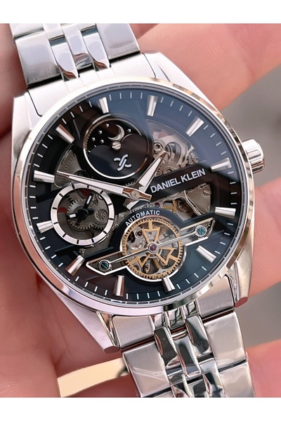 Daniel Klein Men's Wristwatch with Automatic & Wind-Up Moon and Sun Dial Feature