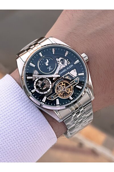 Daniel Klein Men's Wristwatch with Automatic & Wind-Up Moon and Sun Dial Feature