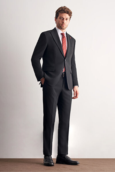İmza Μαύρο κοστούμι με γιακά χελιδονοουράς Full Lining 6 Drop εφαρμοστό 1001255162