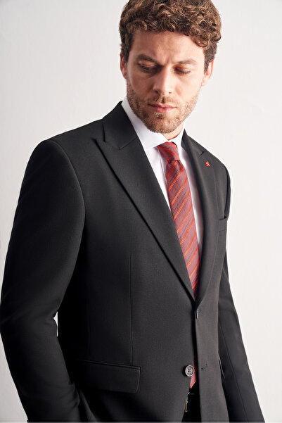 İmza Μαύρο κοστούμι με γιακά χελιδονοουράς Full Lining 6 Drop εφαρμοστό 1001255162