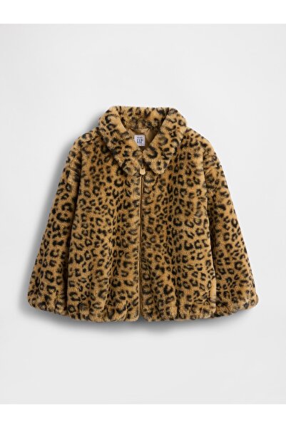 GAP Kız Bebek Kahverengi Suni Kürk Fermuarlı Ceket