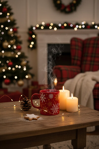 Duxud Yılbaşı Kupası Yıldız Desenli Kırmızı