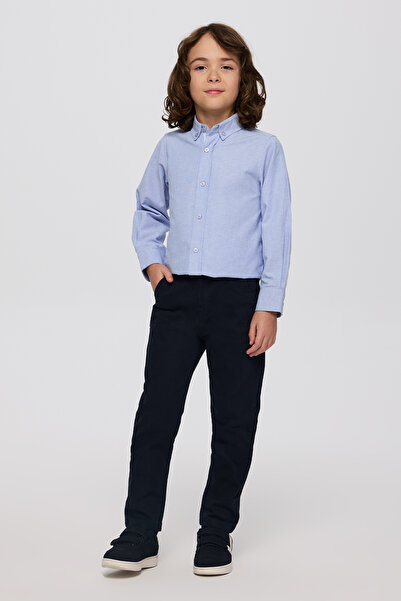 Panço Erkek Çocuk Beli Lastikli Pile Detaylı Lacivert Pantolon