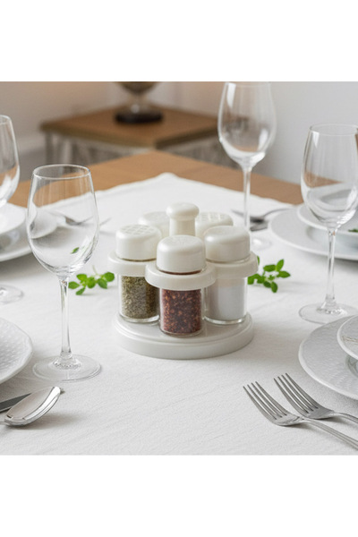 Generic Brand Rotatable 5-Piece Spice Rack Set Salt Shaker