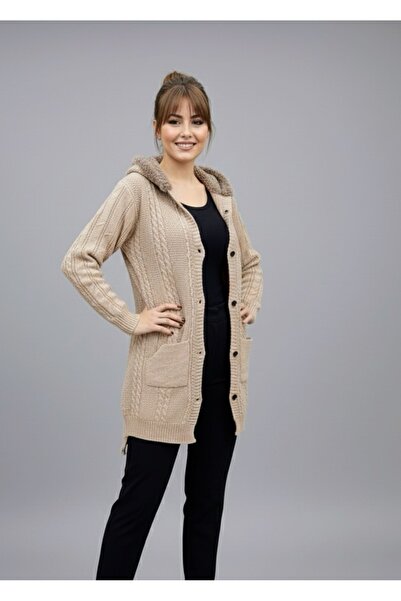 rushana ΓΥΝΑΙΚΕΙΑ ζακέτα με κουκούλα με τριχωτές τσέπες Πλεκτό ζακέτα