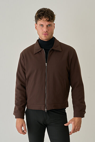 Bossago Мъжко кафяво палто-яке с цип, мека текстура, висококачествена материя