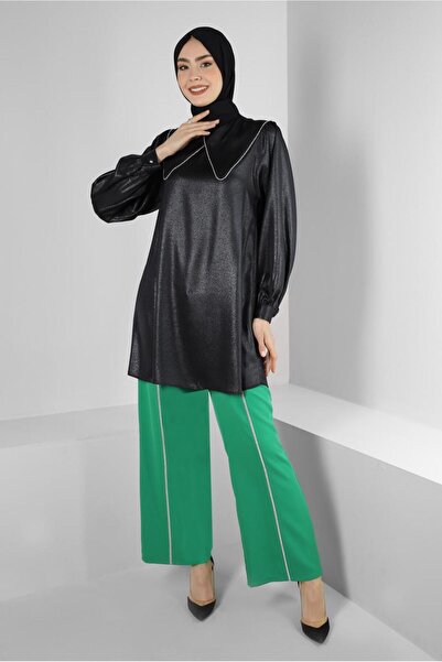 Alvina NECK DETAIL SILVERY TUNIC 43818