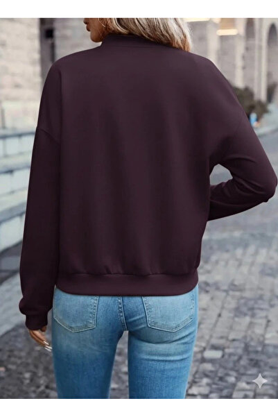 ARONA Women's Long Sleeve Front Zipper Pocket Modal Plum Jacket