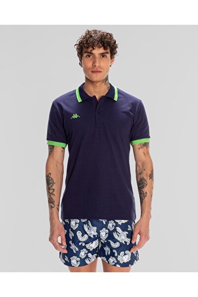 Kappa Logo Neon Erkek Koyu Mavi Regular Polo Yaka Tişört