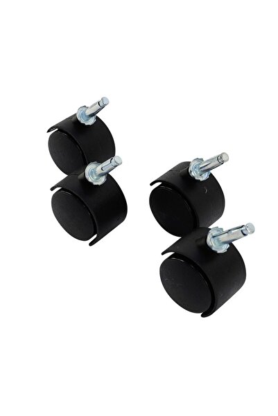 Lawazim Furniture Caster 4 Piece 40mm - Black Nylon Swivel Wheels for Chairs and Cabinets