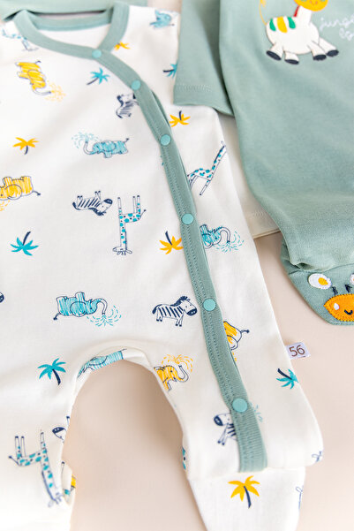 Babymod Giraffe Figured Long Sleeve Double Baby Jumpsuit