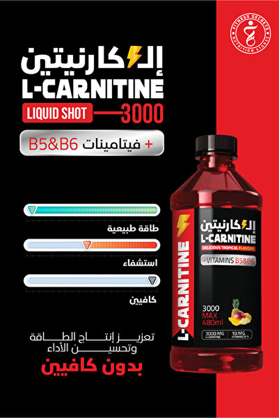Fitness Secrets L-Carnitine 3000 with Vitamins B5 & B6 | Highly Absorbent Liquid | 480ml Tropical Flavor