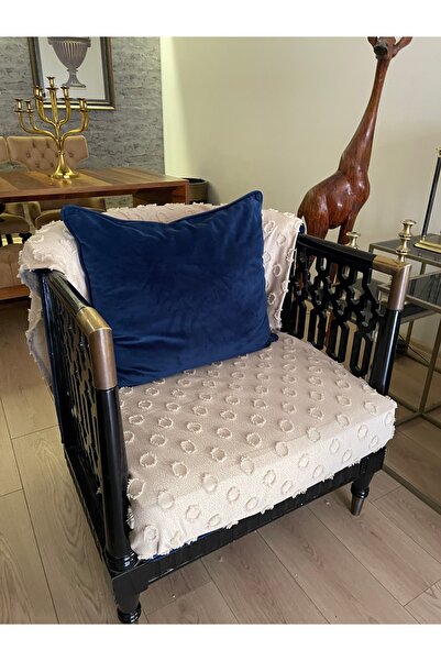 ARSEM EV TEKSTİL Ponpon Sofa Cover Cappuccino 100X180Cm Single Armchair Full Coverage Sofa Wrap