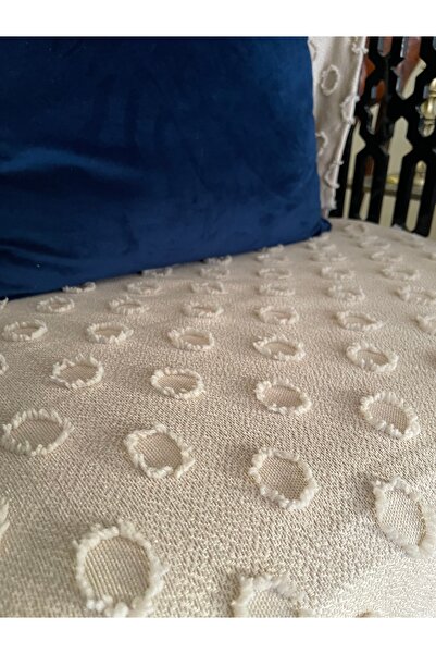 ARSEM EV TEKSTİL Ponpon Sofa Cover Cappuccino 100X180Cm Single Armchair Full Coverage Sofa Wrap