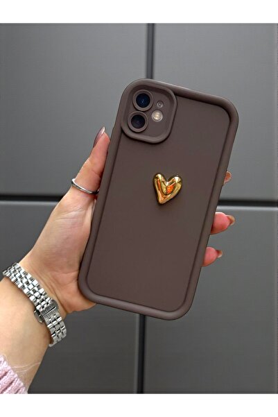 KVK PRİVACY İphone 12 Uyumlu Kılıf 3D Gold Kalp Darbelere Dayanıklı Yumuşak K...