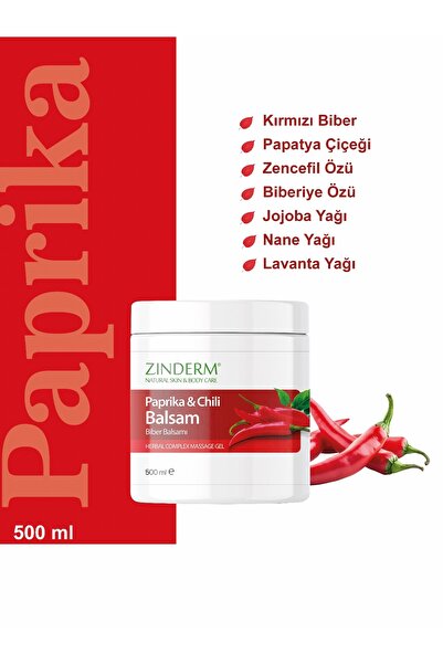 zinderm Paprika Biberli Krem Balsam Masaj Jeli 500 ml