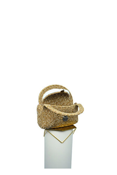 HomeTurko Дамска ръчна чанта от юта с модерен дизайн, закопчалка и аксесоари Bomeh