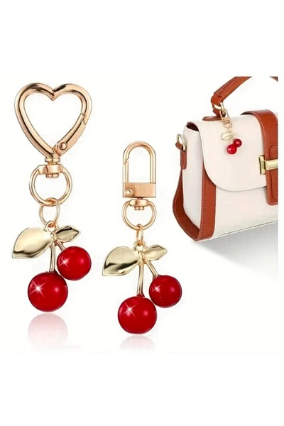 Aydın Deri Luxury حقيبة الكرز سحر سلسلة المفاتيح حقيبة الديكور