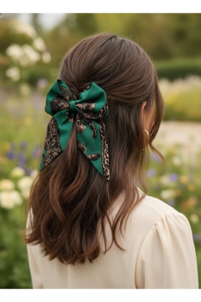 Toka Delisi Cataramă automată cu arc imprimeu leopard verde smarald, cataramă...