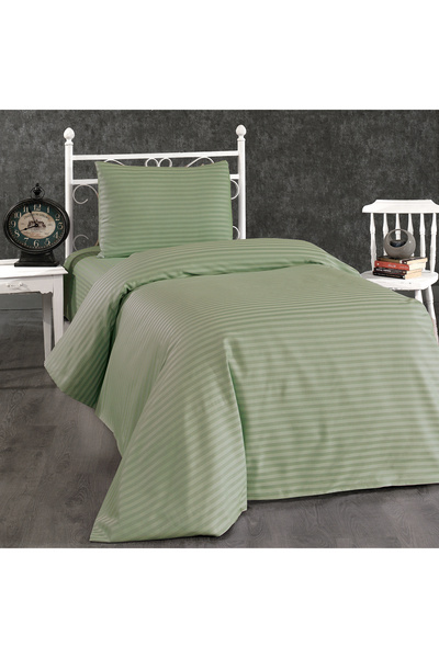 Alena Home Style طقم غطاء لحاف فردي مخطط من سلسلة الفنادق القطنية مقاس 120 × ...