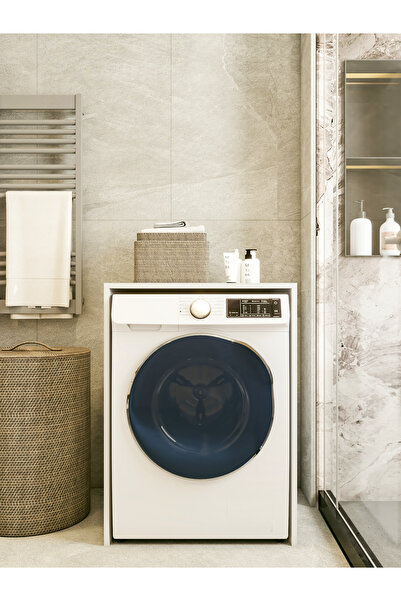 MONTENERO Çamaşır Makinesi Dolabı Parlak Beyaz Modern Banyo Dolabı Alt