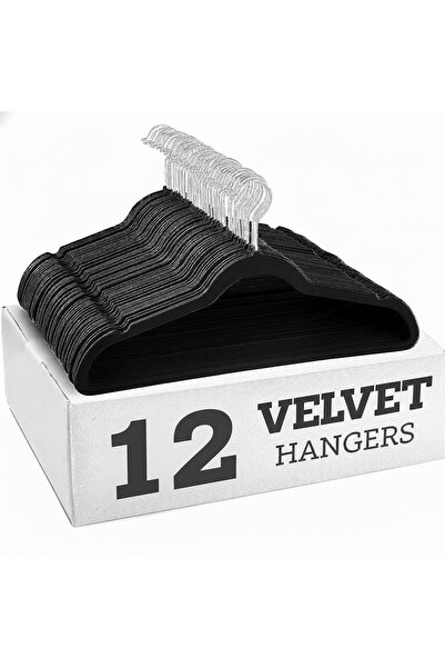 Living مجموعة من الشماعات المخملية الأنيقة لتنظيم الملابس_12 قطعة