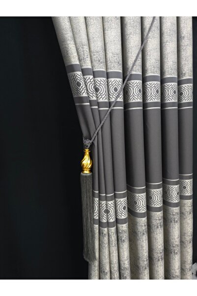 Art Perde Κουρτίνα φόντου πάνελ Γκρι (Δώρο στολίδια) Κουρτίνα φόντου μονόφυλλο