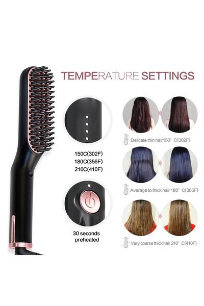 OEM Professional 3-in-1 Heated Brush, 3 Speeds, 150°-210°C, For Straightening Hair and Beard