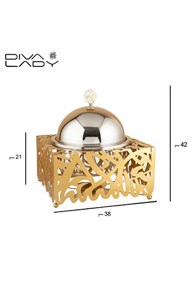 DIVA LADY 💎 Luxury gold food warmer with Arabic designs – 5 liter capacity ✨🍽️