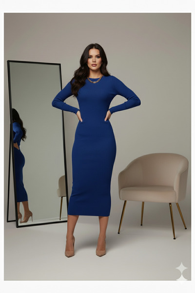 MaxiMor Γυναικεία Saxs Crew λαιμόκοψη ύφασμα καμίζα με μακρυμάνικο μολύβι Hij...