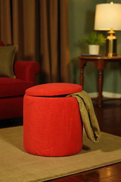 WoodyMaison Puf Teddy Kuzu Tüy Kumaş Sandıklı Silindir Çok Amaçlı Puf Koltuk ...