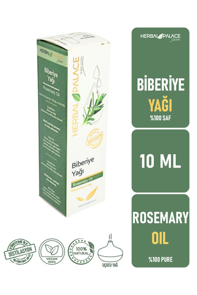 Herbal Palace Biberiye Yağı Uçucu 10 ml & %100 Saf ve Doğal (Rosemary Oil)