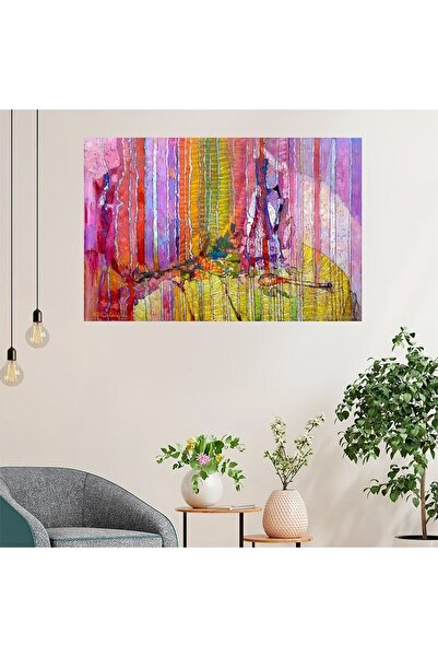 HDART Dekoratif Soyut Modern Mor Çizgiler Kanvas Tablo Tablosu