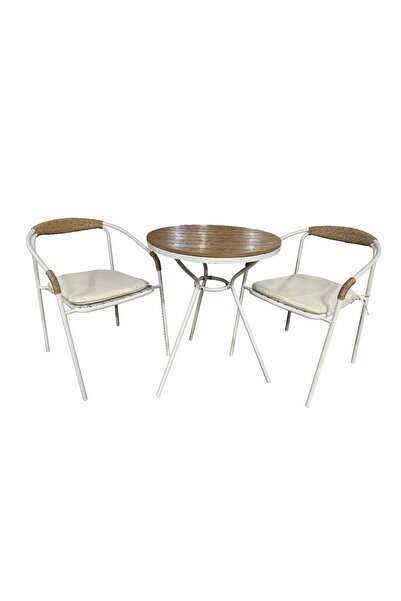 Al Saada Home Distinguished Tea Table Set - 2 Chairs - Light Gray