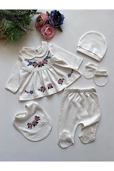 GizaKids 100% Cotton Baby Girl Newborn 5 Piece Hospital Discharge Set